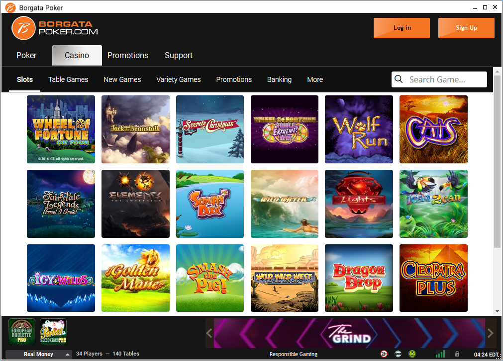 A rich selection of casino games always just a few clicks away